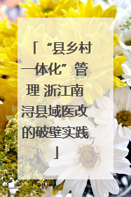 “县乡村一体化”管理 浙江南浔县域医改的破壁实践