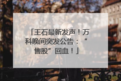 王石最新发声！万科晚间突发公告：“售股”回血！