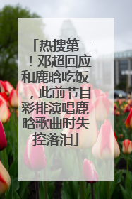 热搜第一！邓超回应和鹿晗吃饭，此前节目彩排演唱鹿晗歌曲时失控落泪