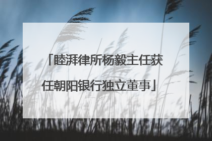 睦湃律所杨毅主任获任朝阳银行独立董事