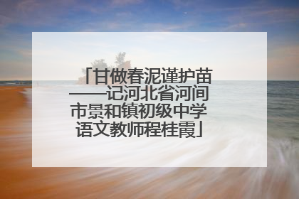 甘做春泥谨护苗——记河北省河间市景和镇初级中学语文教师程桂霞