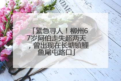 紧急寻人！柳州67岁阿伯走失超两天，曾出现在长塘镇鲤鱼尾屯路口