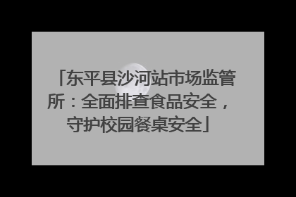 东平县沙河站市场监管所：全面排查食品安全，守护校园餐桌安全