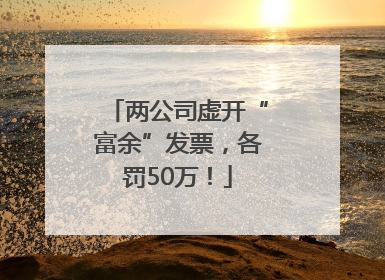 两公司虚开“富余”发票，各罚50万！