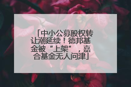 中小公募股权转让潮延续！德邦基金被“上架”，嘉合基金无人问津
