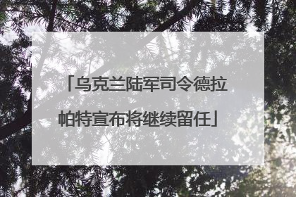 乌克兰陆军司令德拉帕特宣布将继续留任