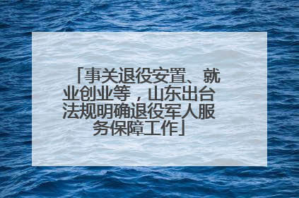 事关退役安置、就业创业等，山东出台法规明确退役军人服务保障工作