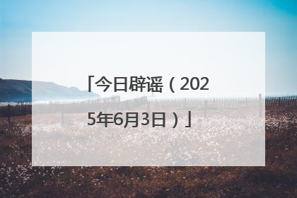 今日辟谣（2025年6月3日）