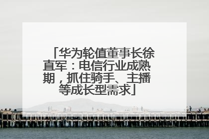 华为轮值董事长徐直军：电信行业成熟期，抓住骑手、主播等成长型需求