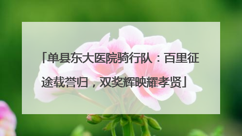 单县东大医院骑行队：百里征途载誉归，双奖辉映耀孝贤