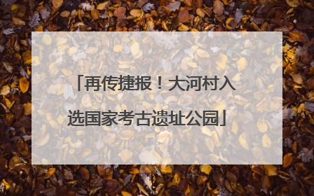 再传捷报！大河村入选国家考古遗址公园