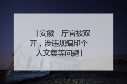 安徽一厅官被双开，涉违规编印个人文集等问题