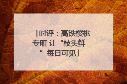 时评：高铁樱桃专厢 让“枝头鲜”每日可见