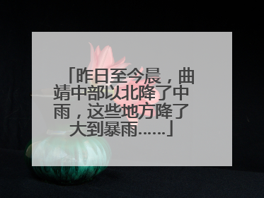 昨日至今晨，曲靖中部以北降了中雨，这些地方降了大到暴雨……