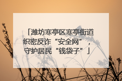 潍坊寒亭区寒亭街道织密反诈“安全网”，守护居民“钱袋子”