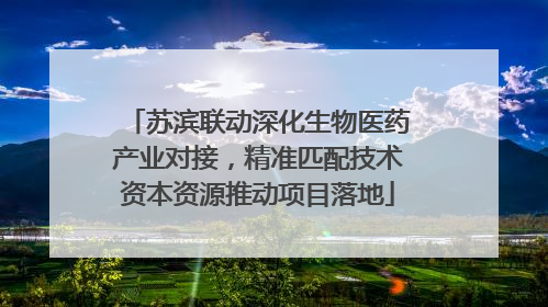 苏滨联动深化生物医药产业对接，精准匹配技术资本资源推动项目落地