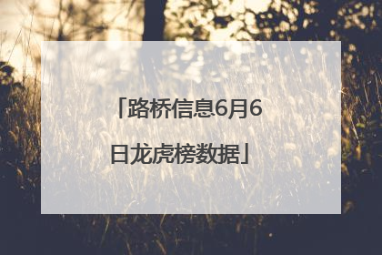 路桥信息6月6日龙虎榜数据