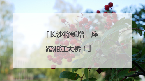 长沙将新增一座跨湘江大桥！