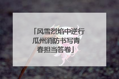 风雪烈焰中逆行 瓜州消防书写青春担当答卷