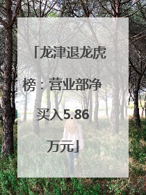 龙津退龙虎榜：营业部净买入5.86万元