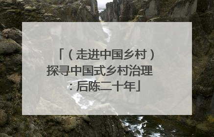 （走进中国乡村）探寻中国式乡村治理：后陈二十年